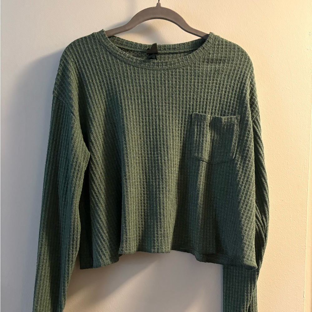 Wild Fable Textured Green Knit Top